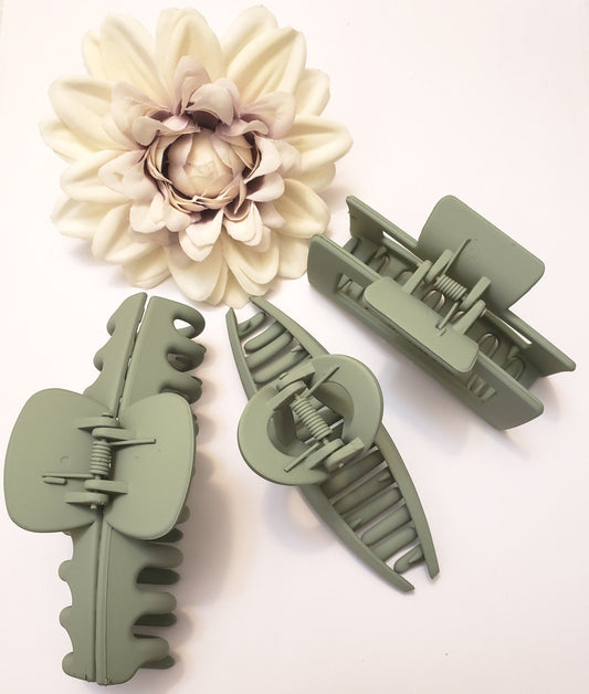 Matte Hair Claw Clips - 3pc Set