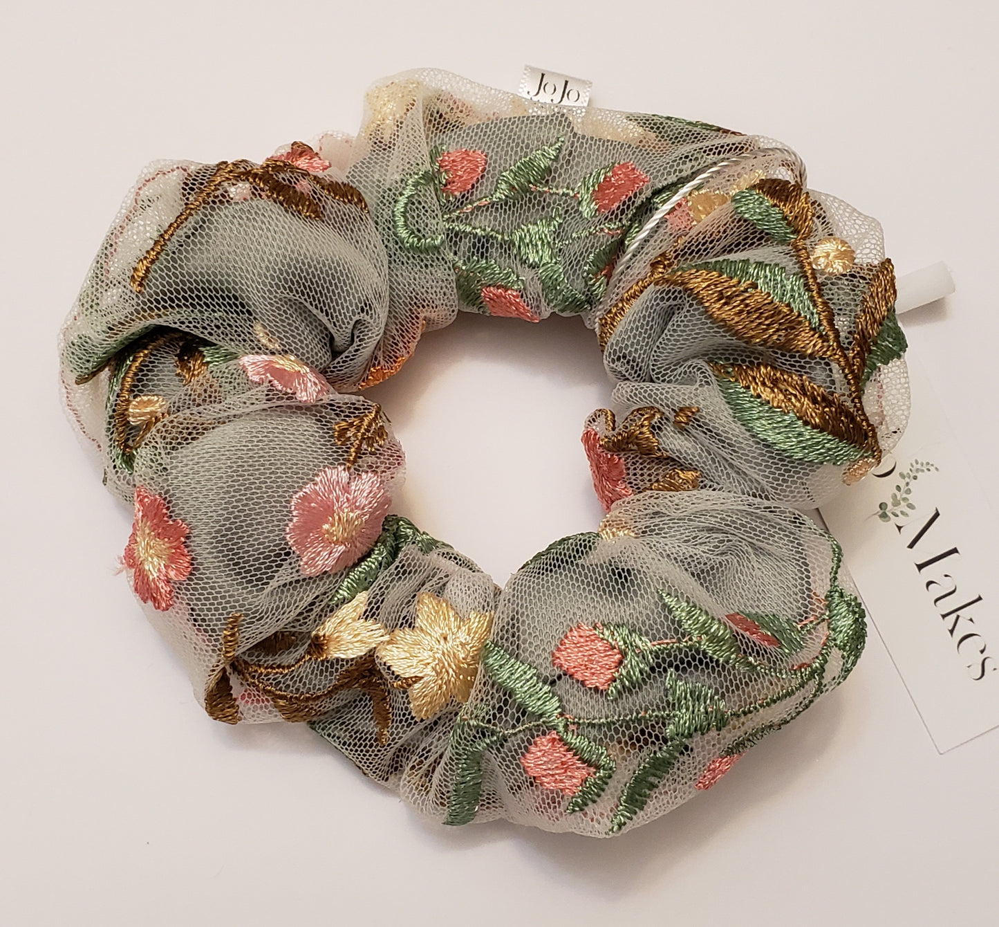 Sage Garden Floral Lace Scrunchie