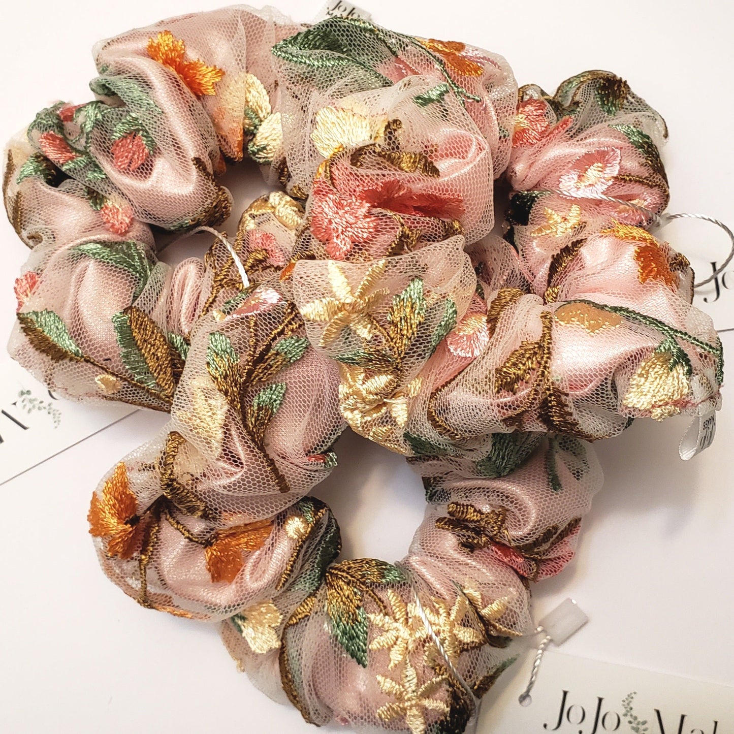Pink Garden Floral Scrunchie