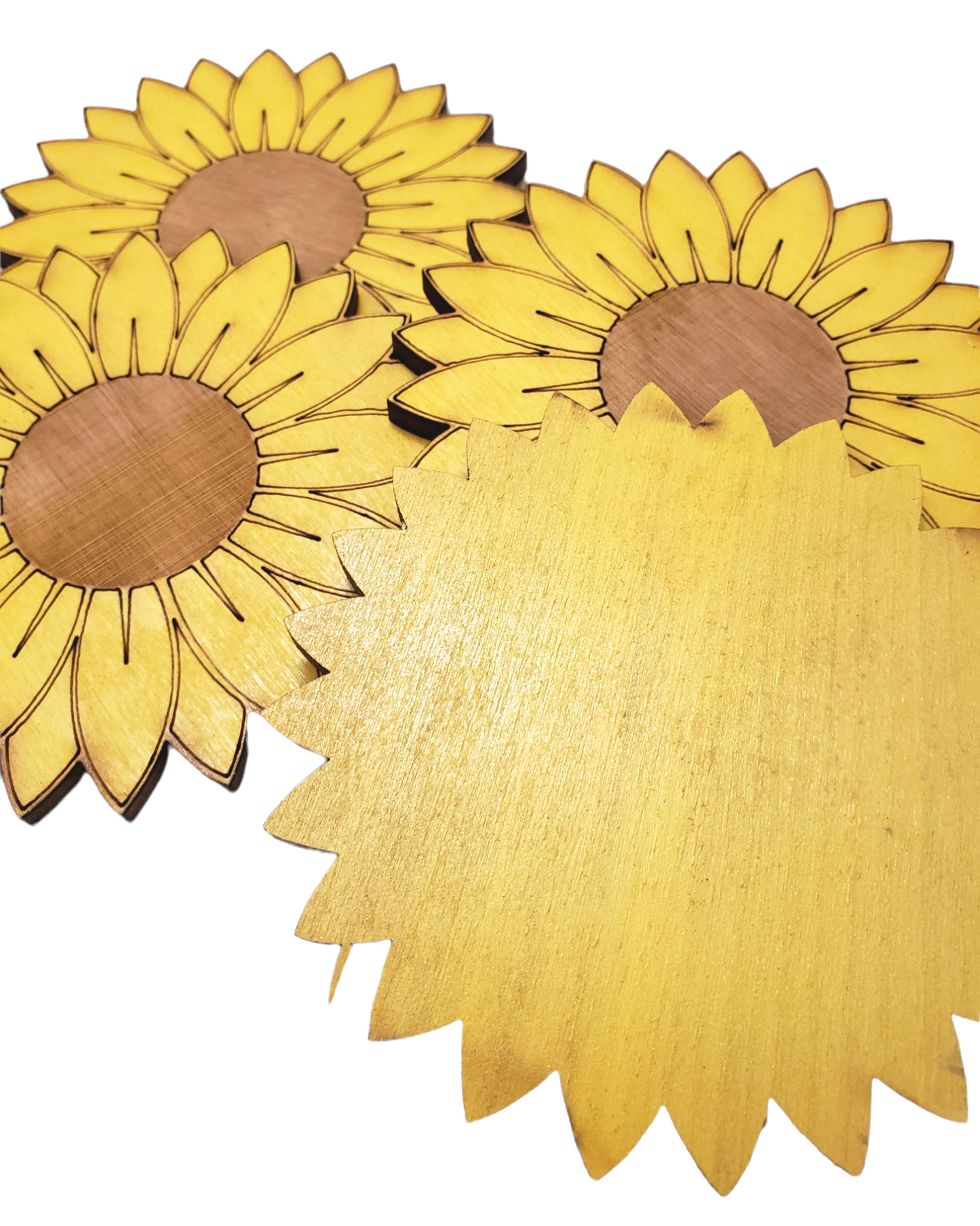 Set of 4 Handmade Farmhouse Inspired Wood Sunflower Coasters