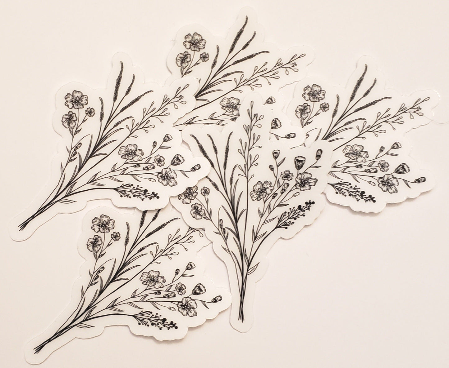 CLEAR Black Wildflower Stickers
