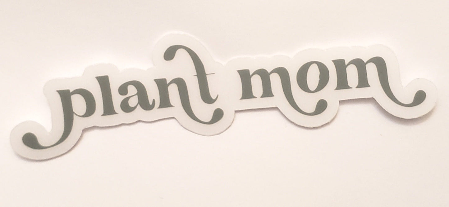 CLEAR Plant Mom Stickers