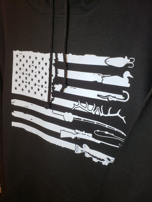 Hunting and Fishing Flag - Black Unisex Hoodie