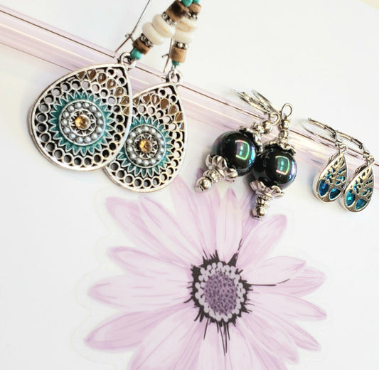 Boho Ethnic Waterdrop Earrings 3pc Set