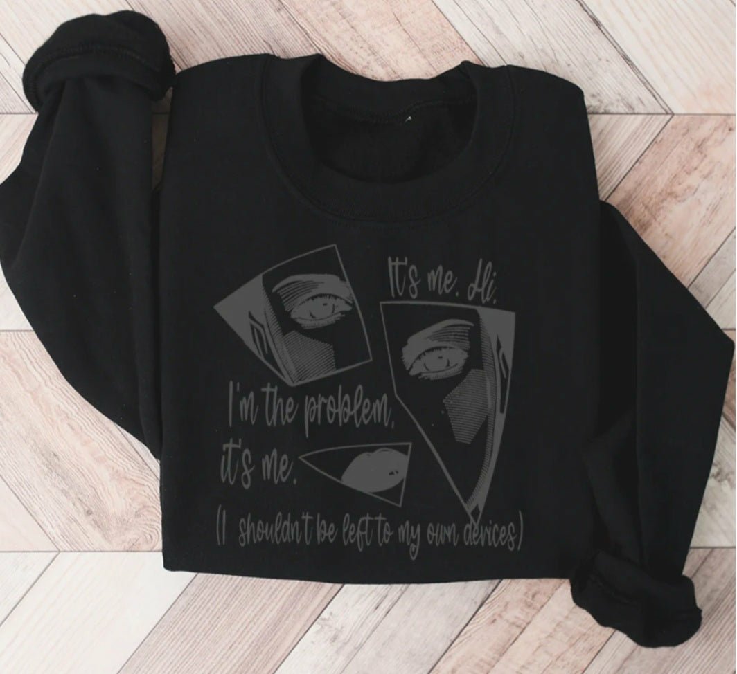 Black "It's Me" Puff Print Unisex Crewneck Sweatshirt