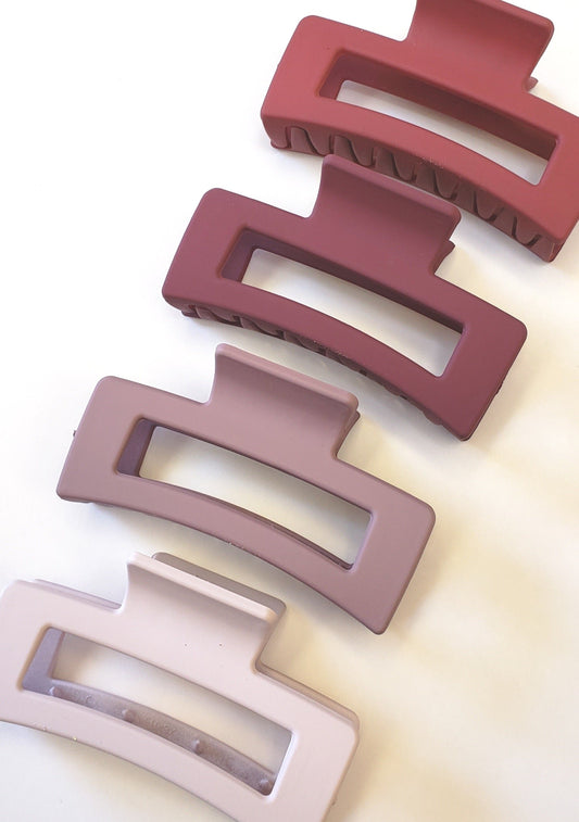 Matte Plastic Hair Claw Clips Versatile Rectangle - 4pcs Set
