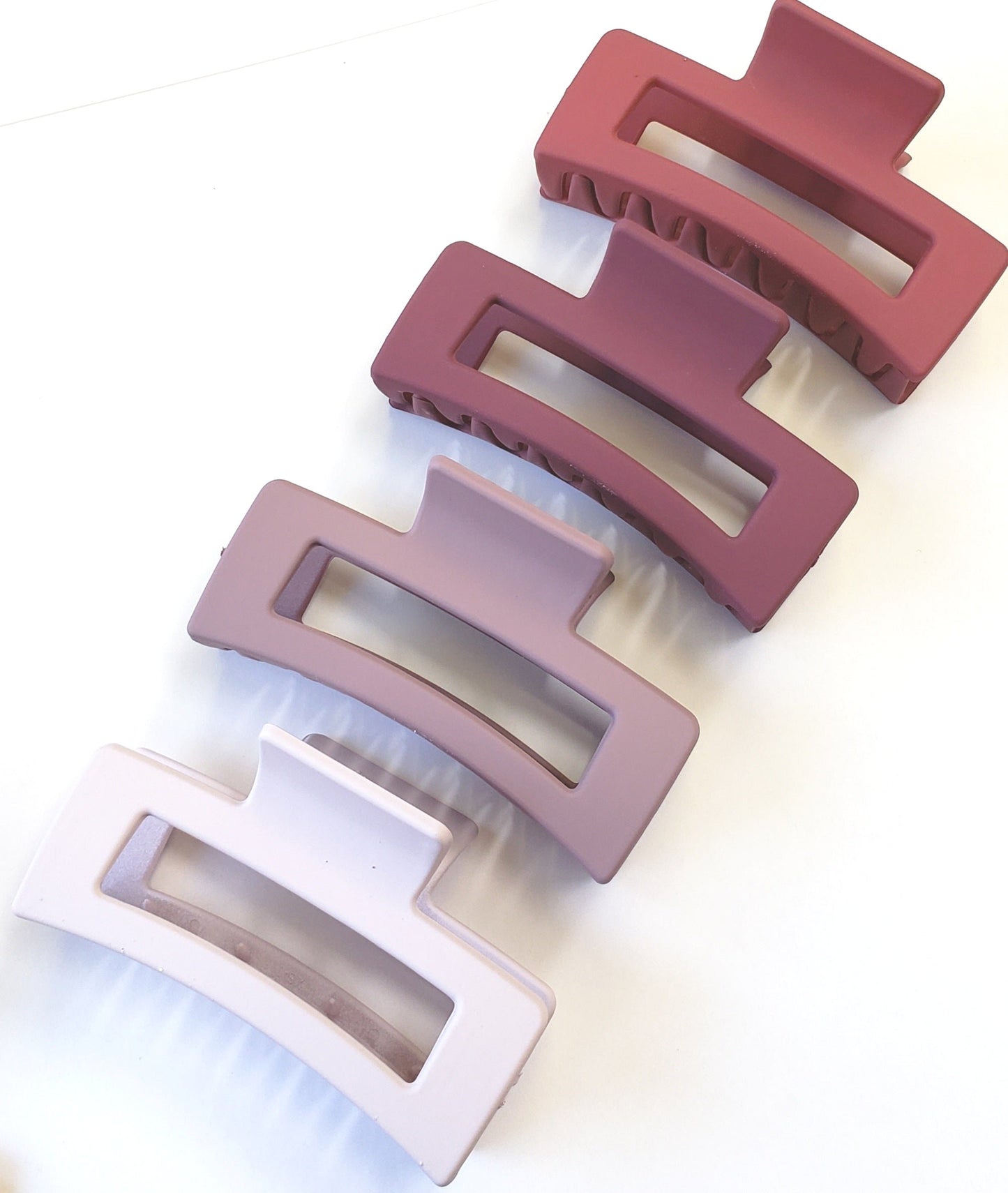 Matte Plastic Hair Claw Clips Versatile Rectangle - 4pcs Set