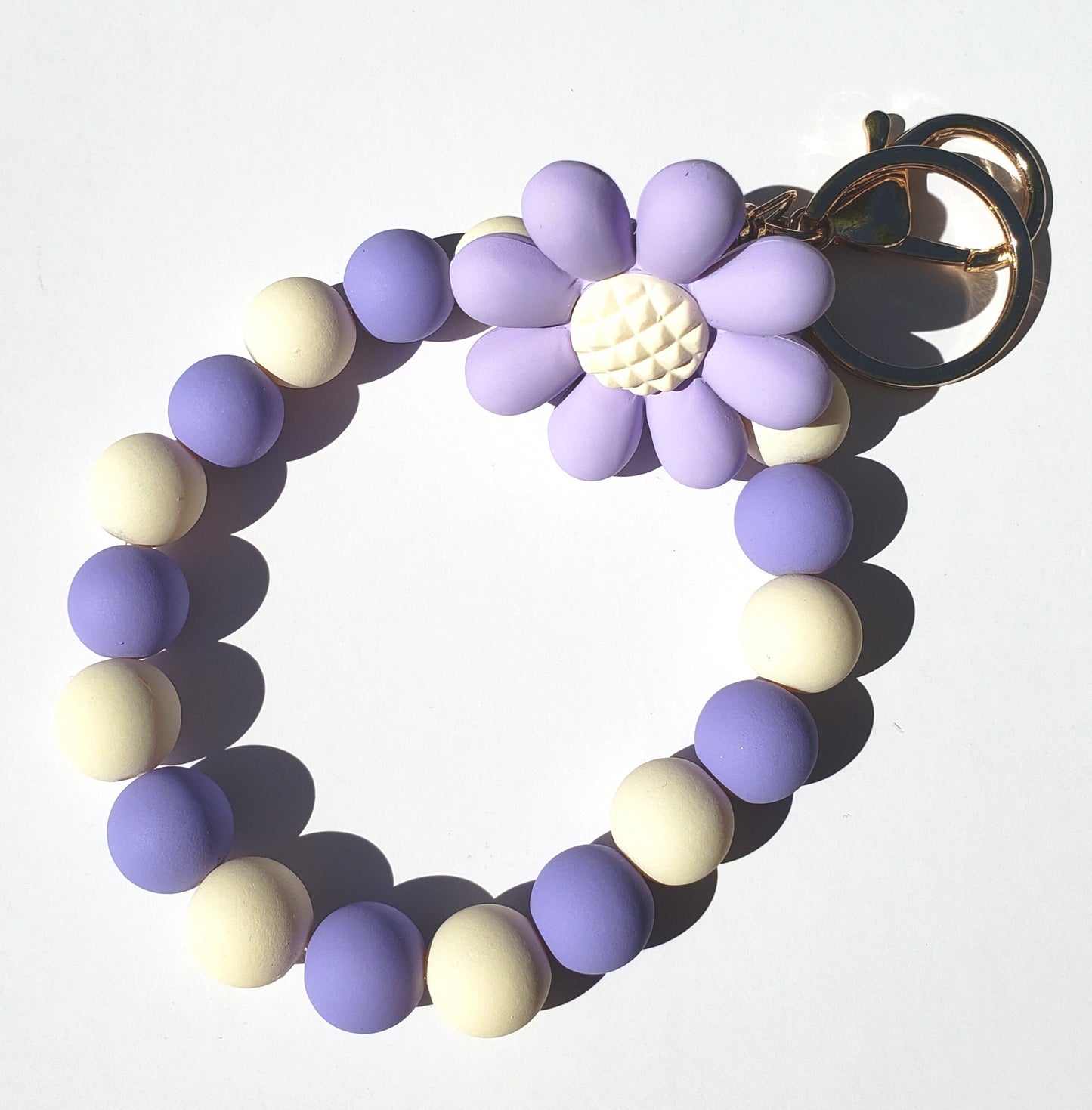 Bead and Flower Charm Keychain