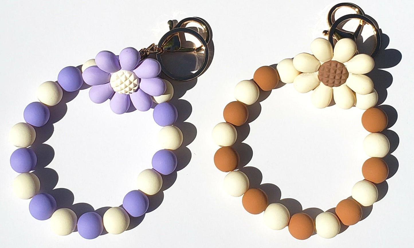 Bead and Flower Charm Keychain