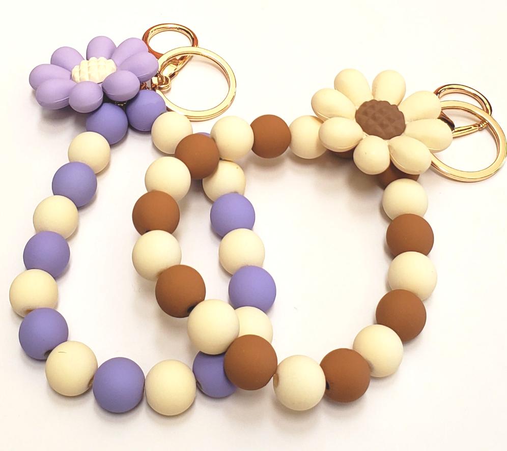 Bead and Flower Charm Keychain