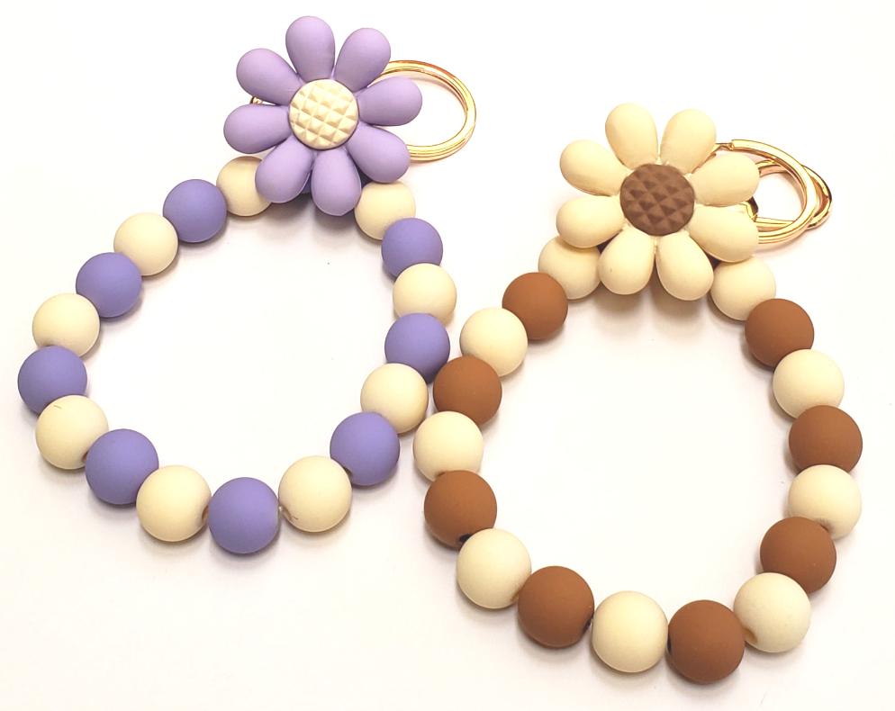 Bead and Flower Charm Keychain