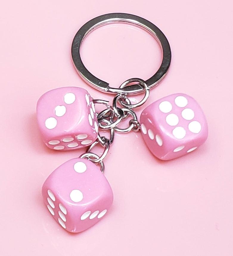 Pink Dice Keychain