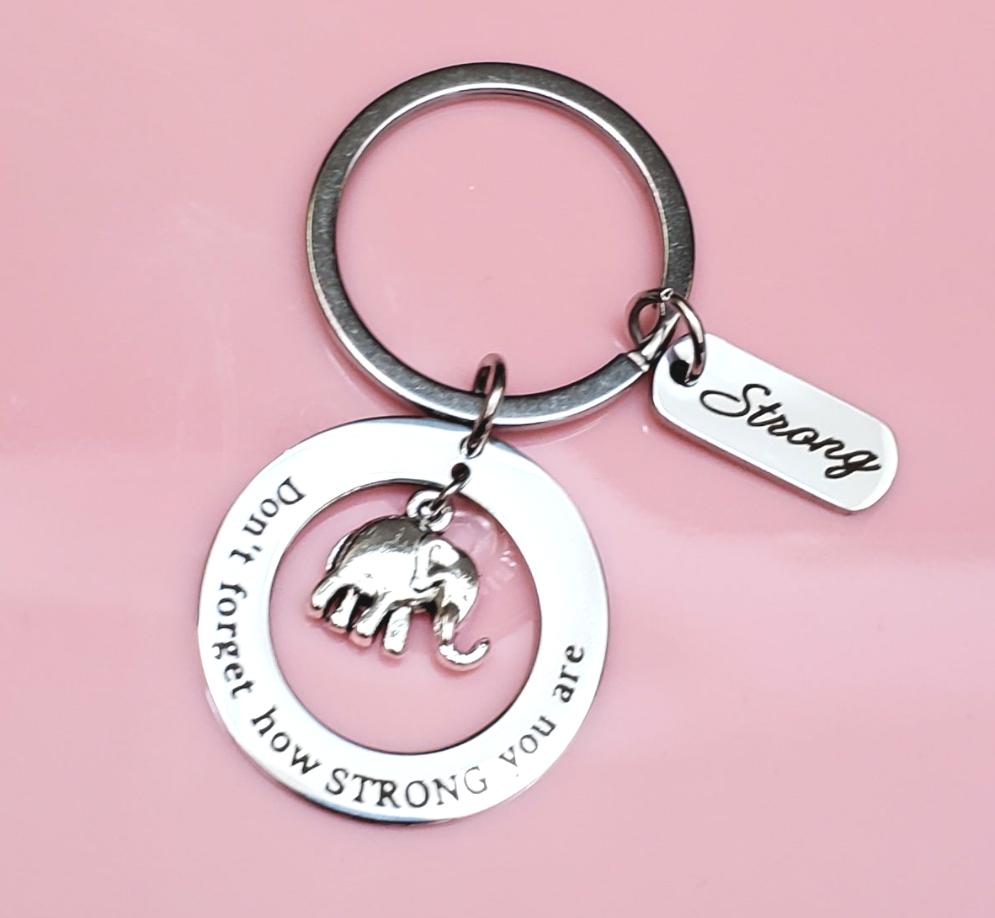 "Strong" Elephant Keychain
