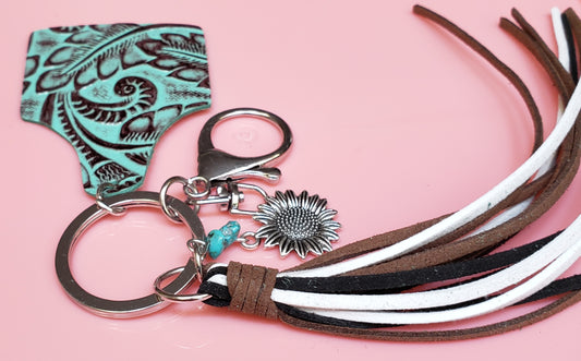 Sunflower and Tassel Keychain