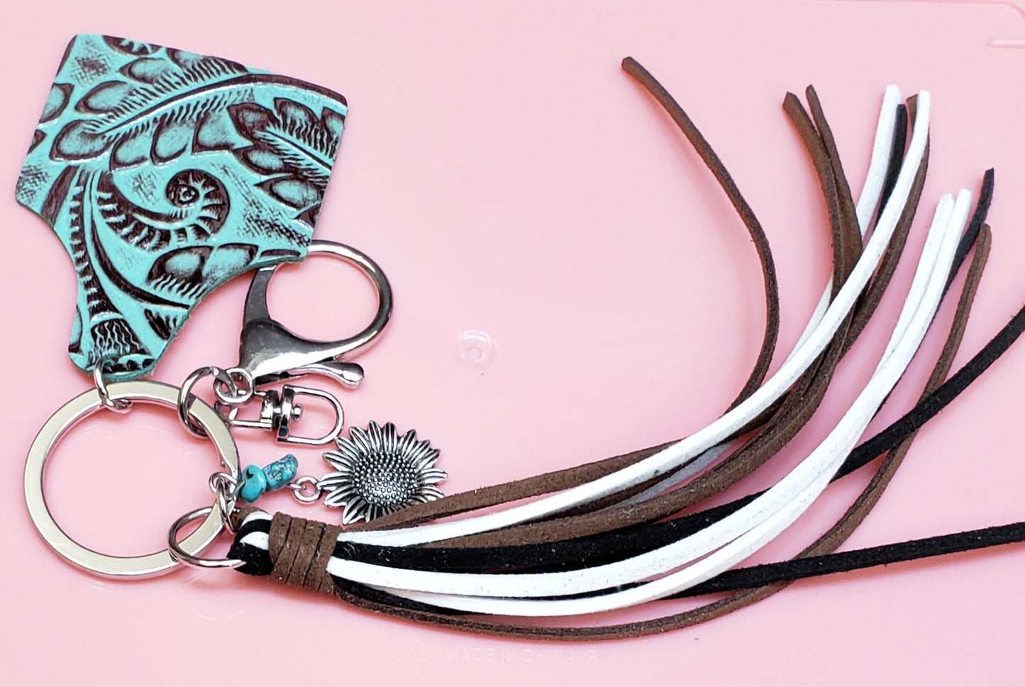 Sunflower and Tassel Keychain