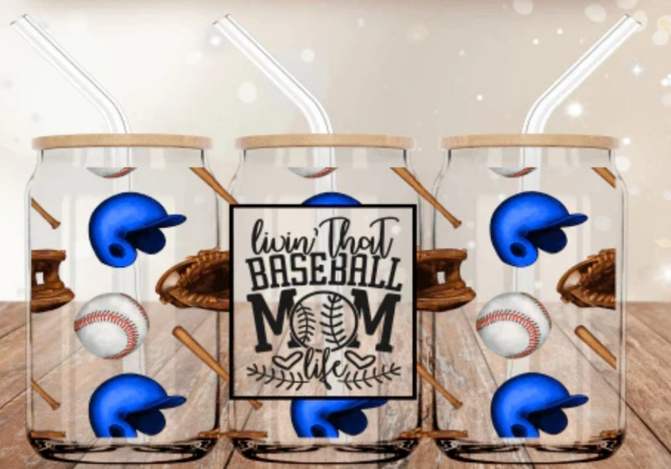 Livin' That Baseball Mom Life - 16oz Glass Cup