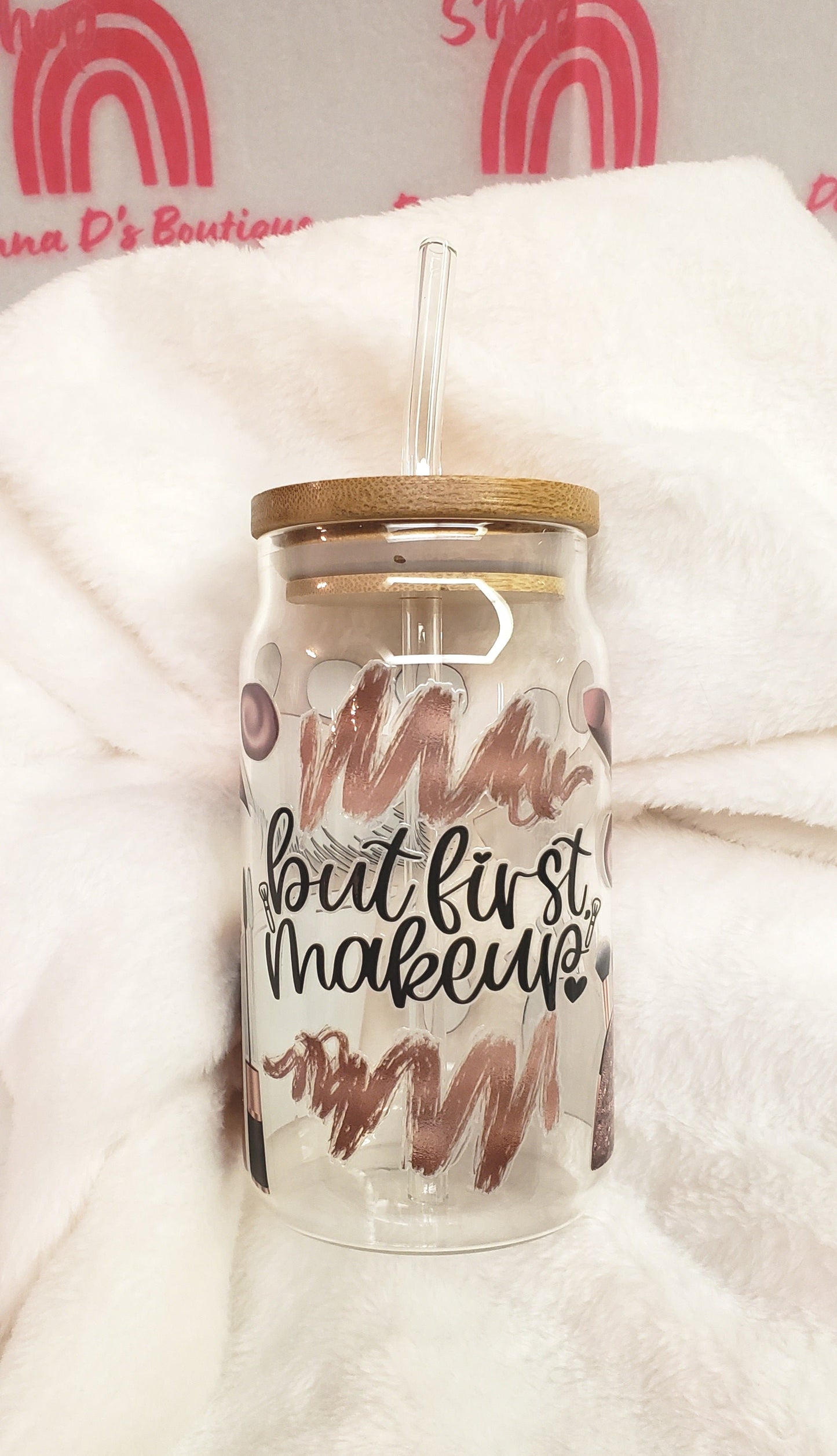 But First Makeup - 16oz Glass Cup