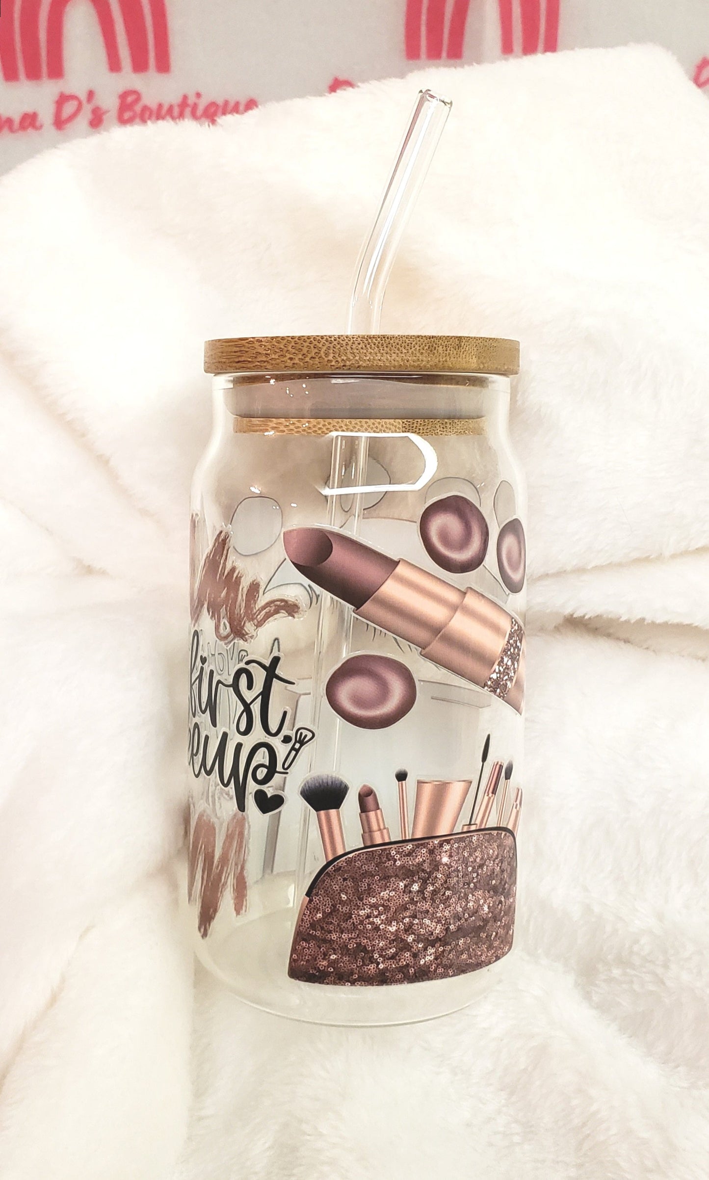 But First Makeup - 16oz Glass Cup