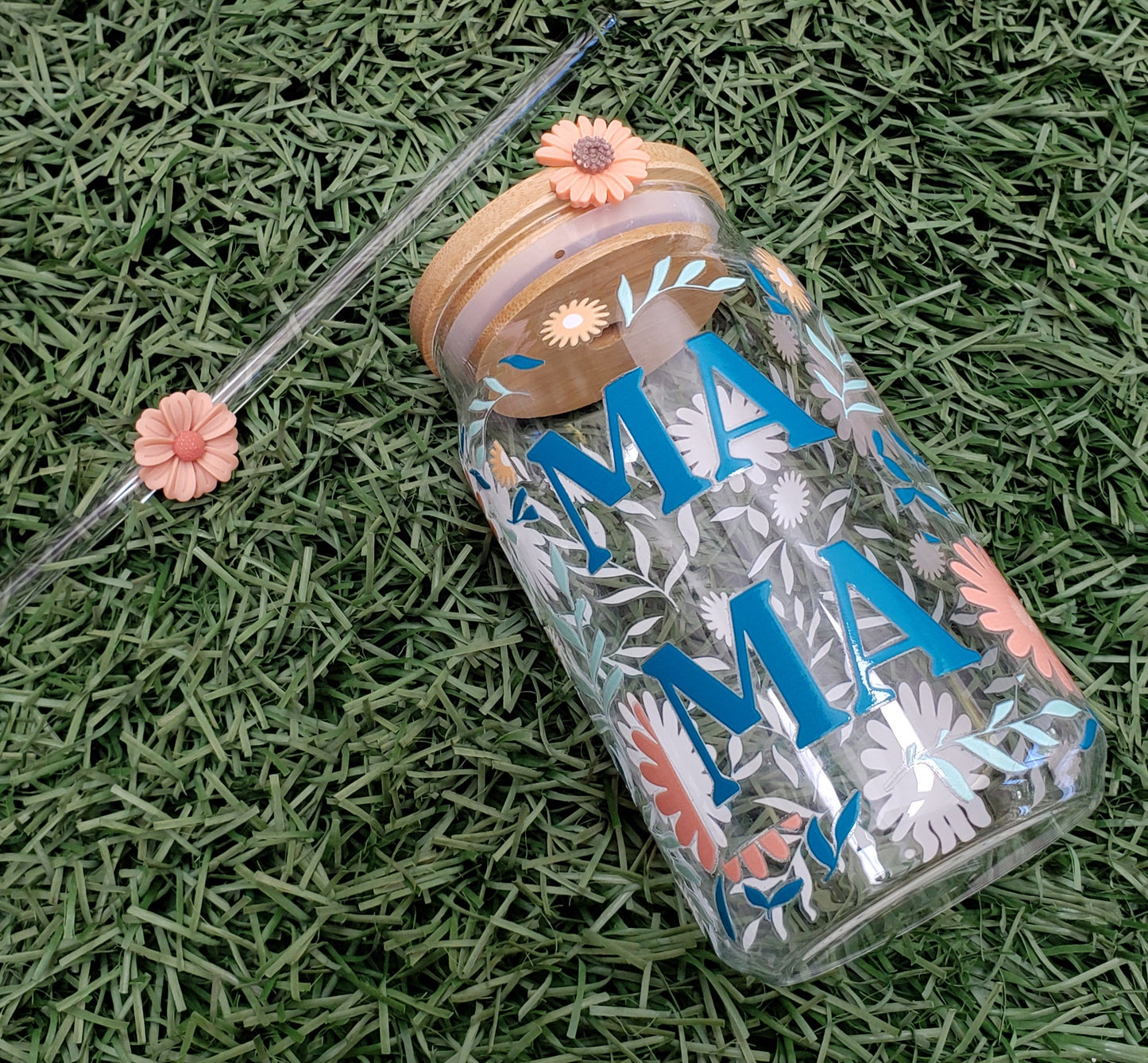 MAMA Flower Glass Cup - 16oz Glass Cup