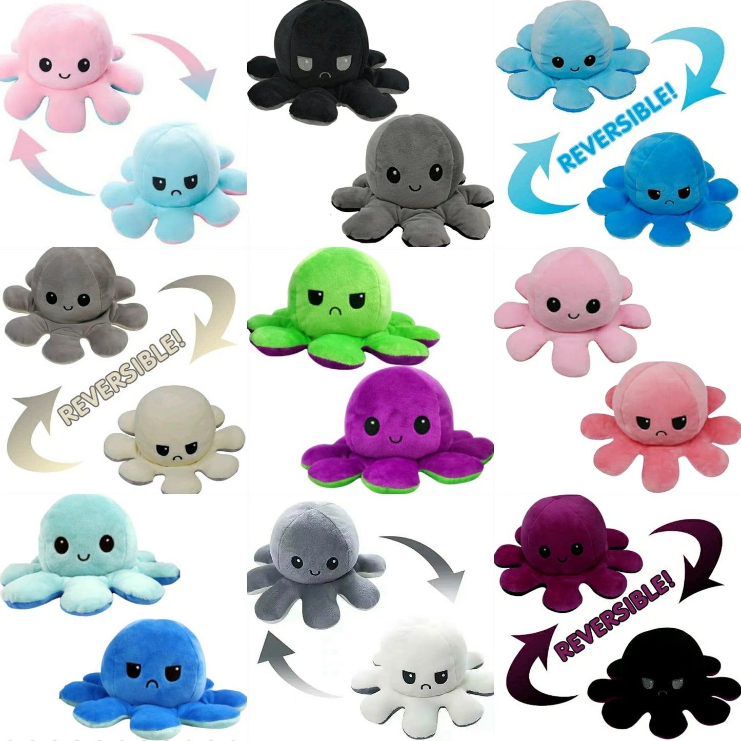 Reversible Octopus Mood Plush Toy