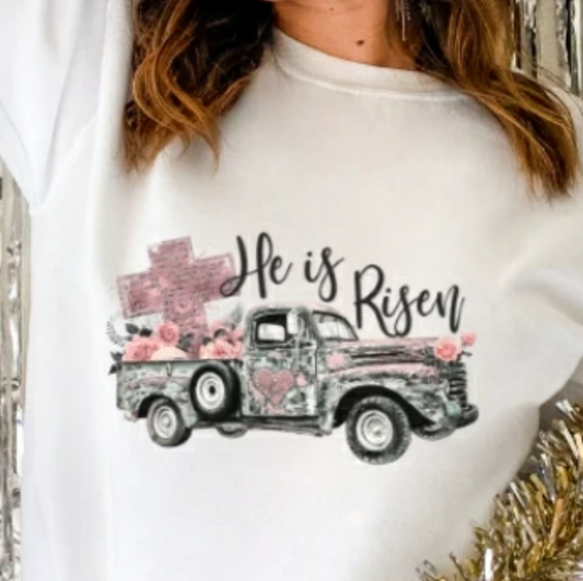 He Is Risen White Crewneck