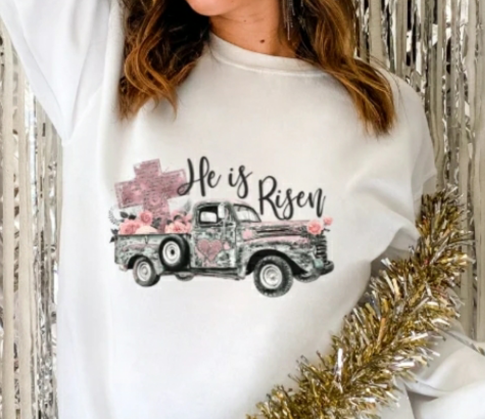 He Is Risen White Crewneck