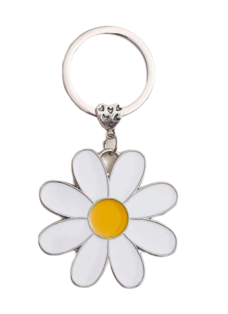 White Floral Keychain