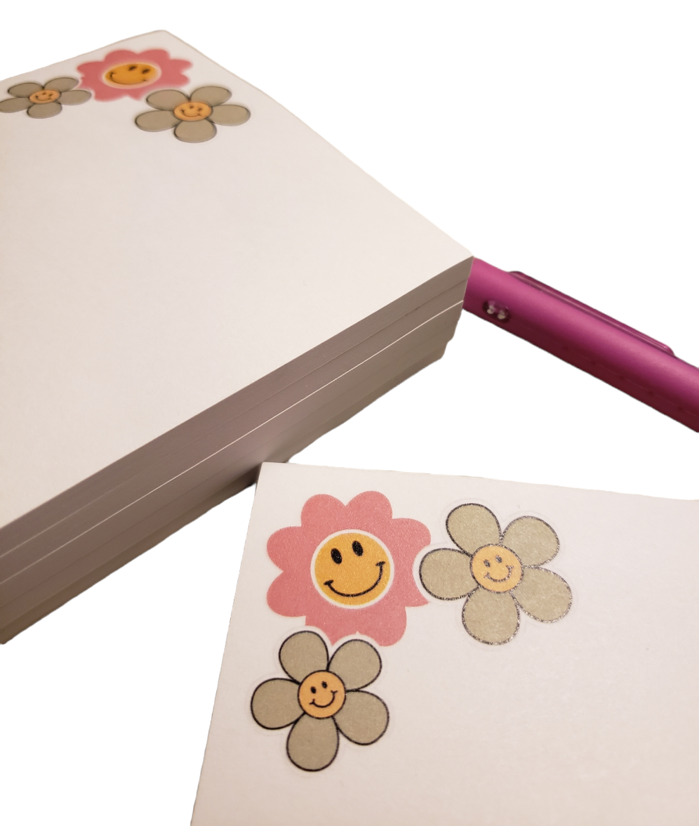 4" x 6" Floral Smiley Face Signature Sticky Post-it Notes