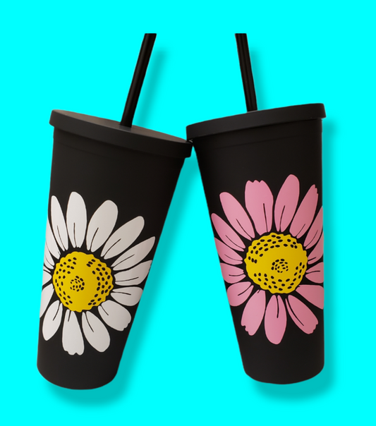 Daisy Matte Black Tumbler