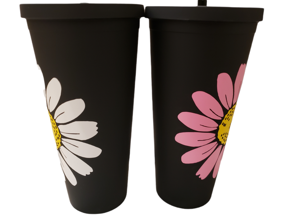 Daisy Matte Black Tumbler