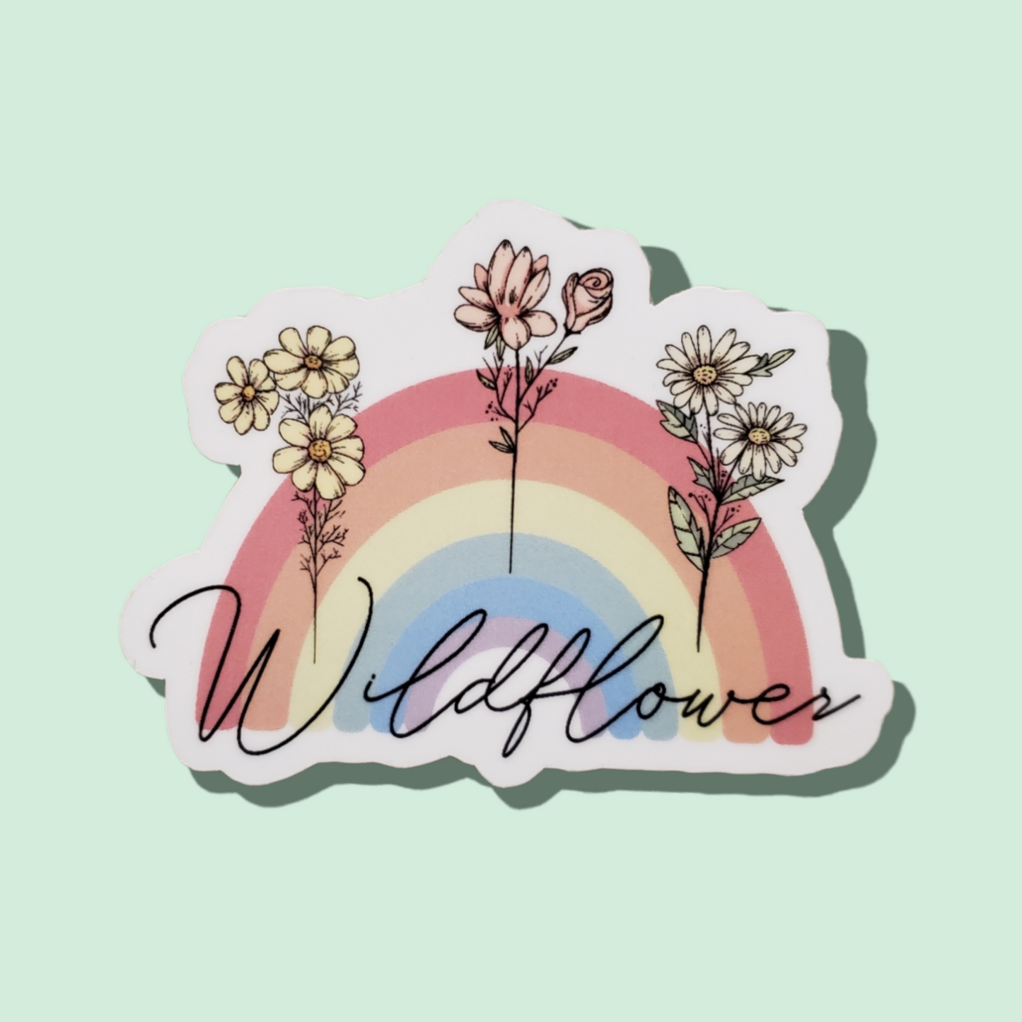 Rainbow Wildflowers Boho Sticker Vinyl Intention Retro