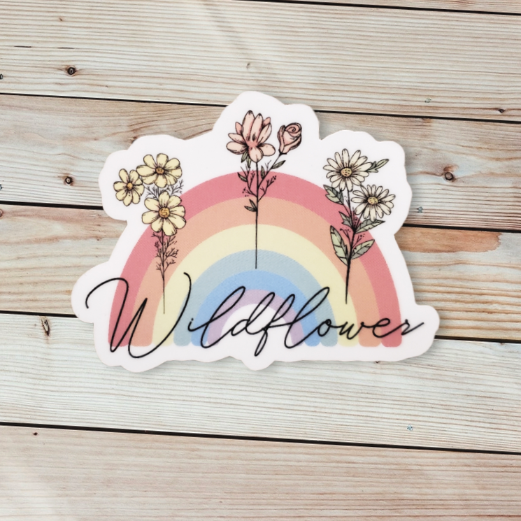 Rainbow Wildflowers Boho Sticker Vinyl Intention Retro