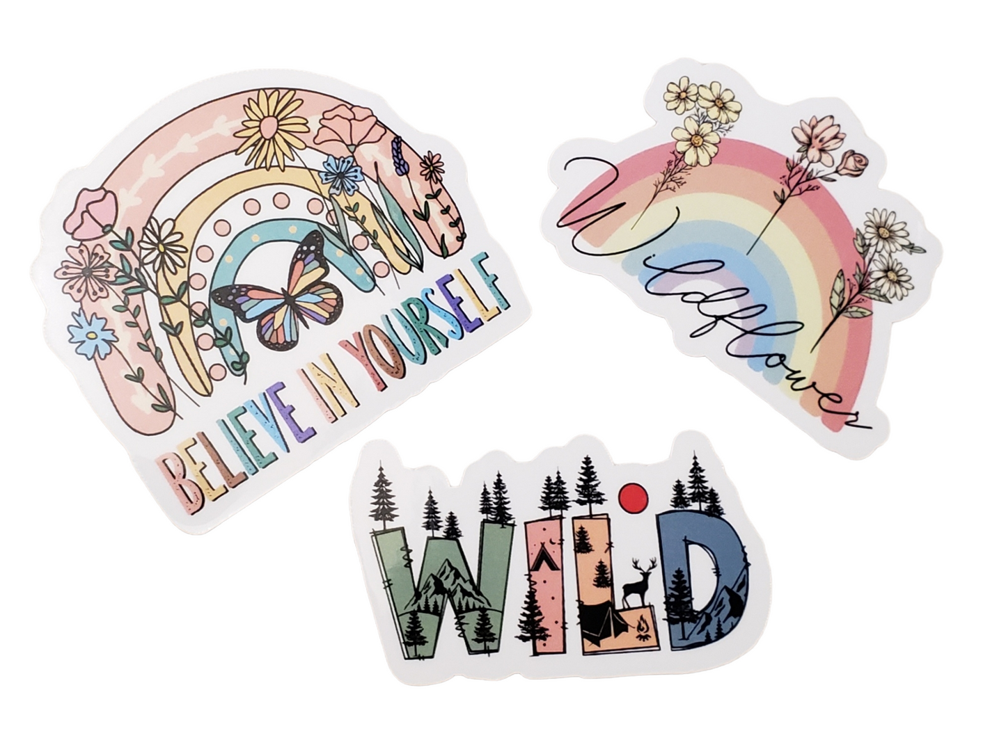 Rainbow Wildflowers Boho Sticker Vinyl Intention Retro