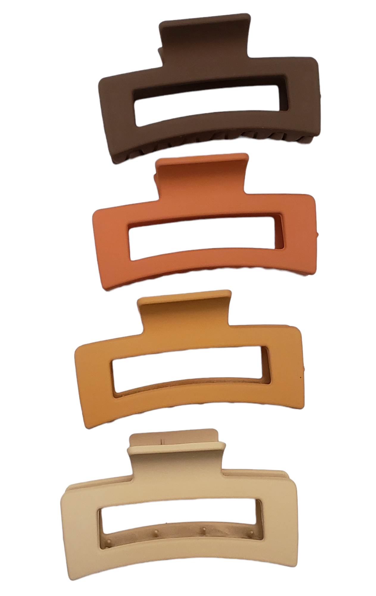 Matte Plastic Hair Claw Clips Versatile Rectangle - 4pcs Set