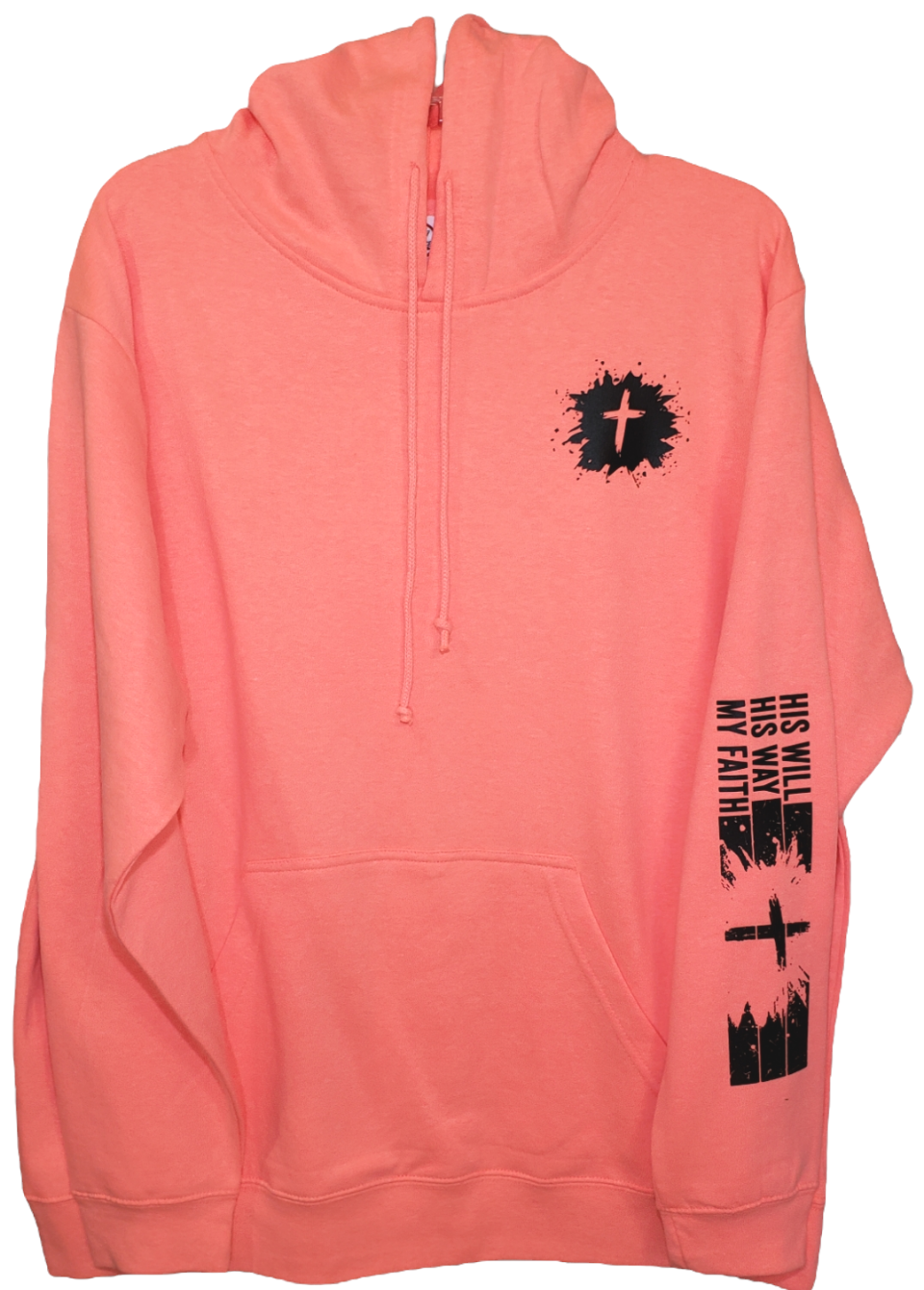 Coral Heather Cross Unisex Hoodie