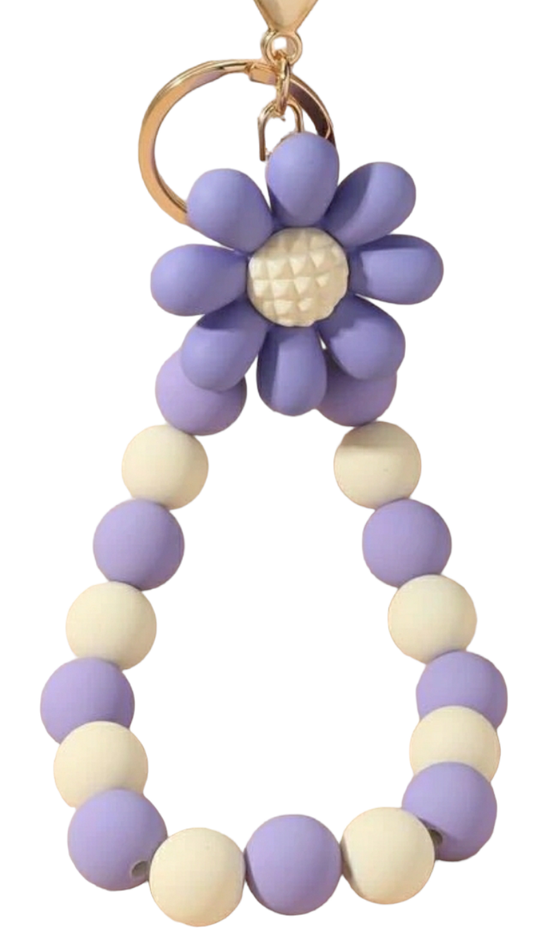 Bead and Flower Charm Keychain