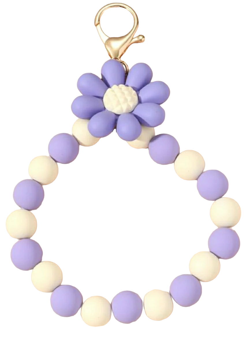 Bead and Flower Charm Keychain