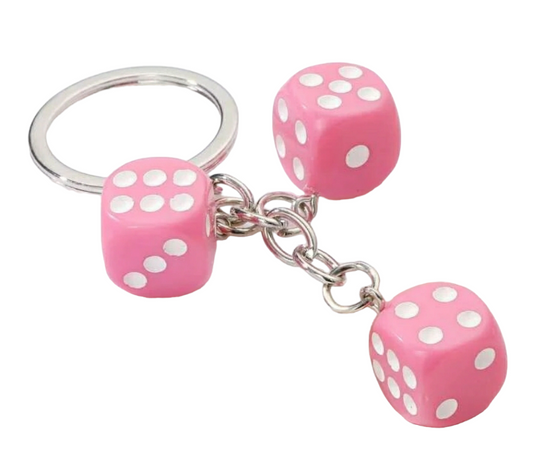 Pink Dice Keychain