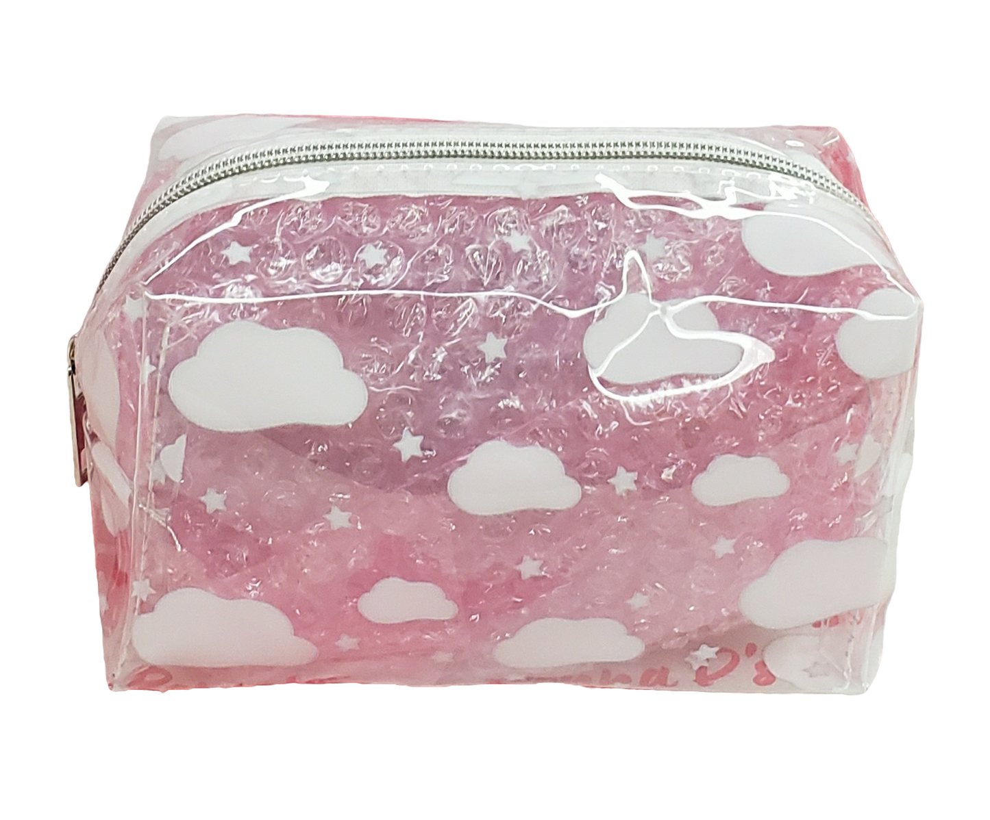 White Cloud Print w/Stars Clear Makeup Bag