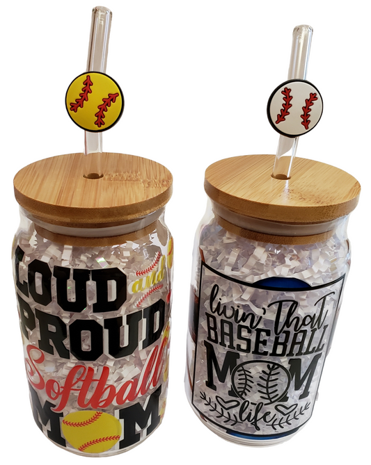 Livin' That Baseball Mom Life - 16oz Glass Cup