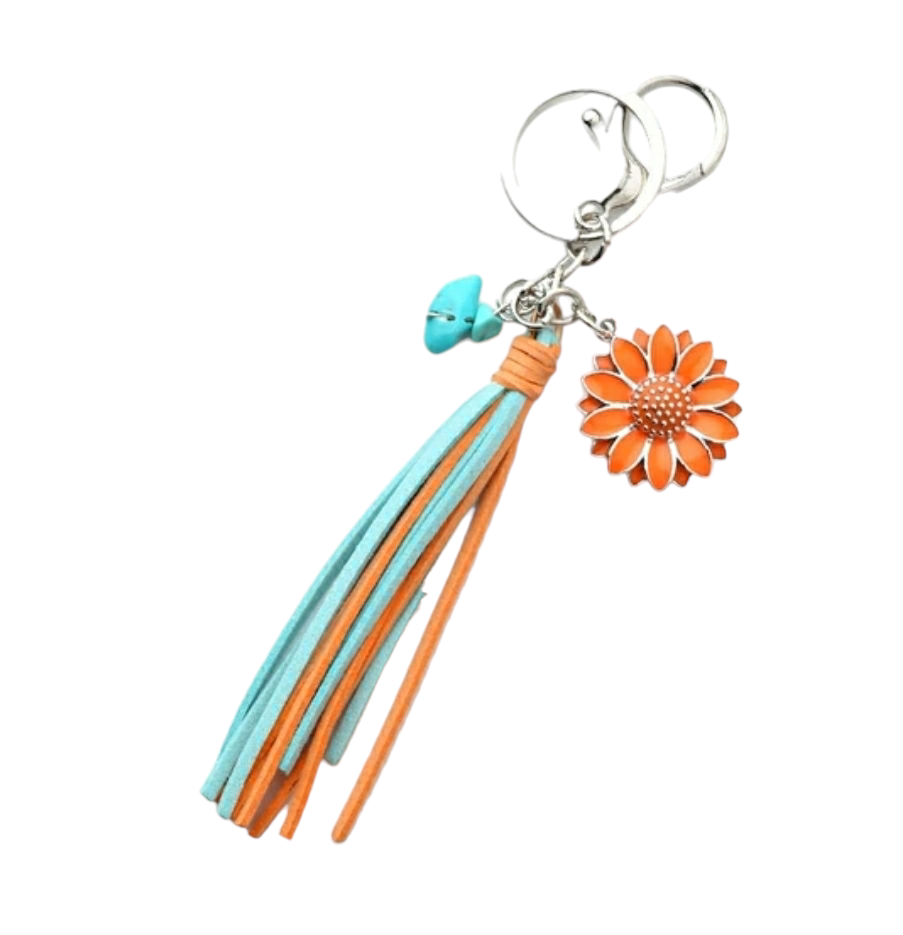 Sun flower Western Style Retro Cowboy Pendant With Buckle Statement Keychain