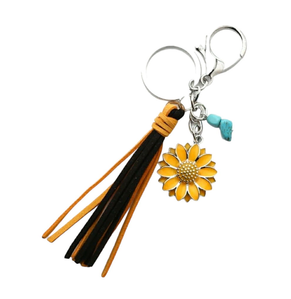 Sun flower Western Style Retro Cowboy Pendant With Buckle Statement Keychain