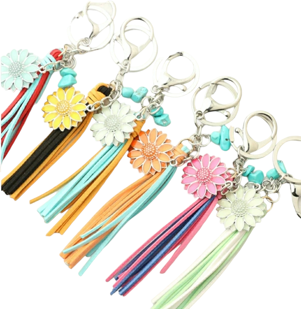 Sun flower Western Style Retro Cowboy Pendant With Buckle Statement Keychain