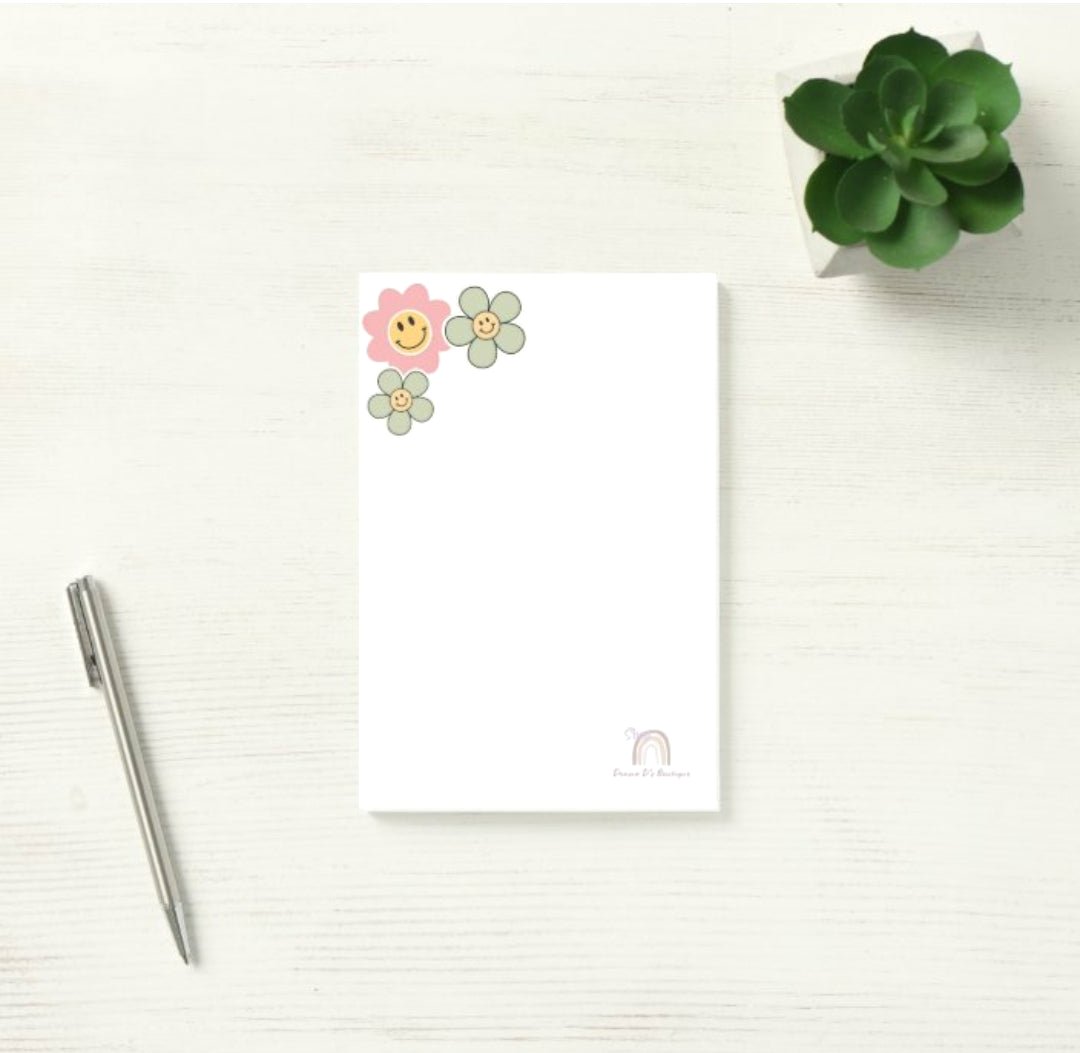 4" x 6" Floral Smiley Face Signature Sticky Post-it Notes