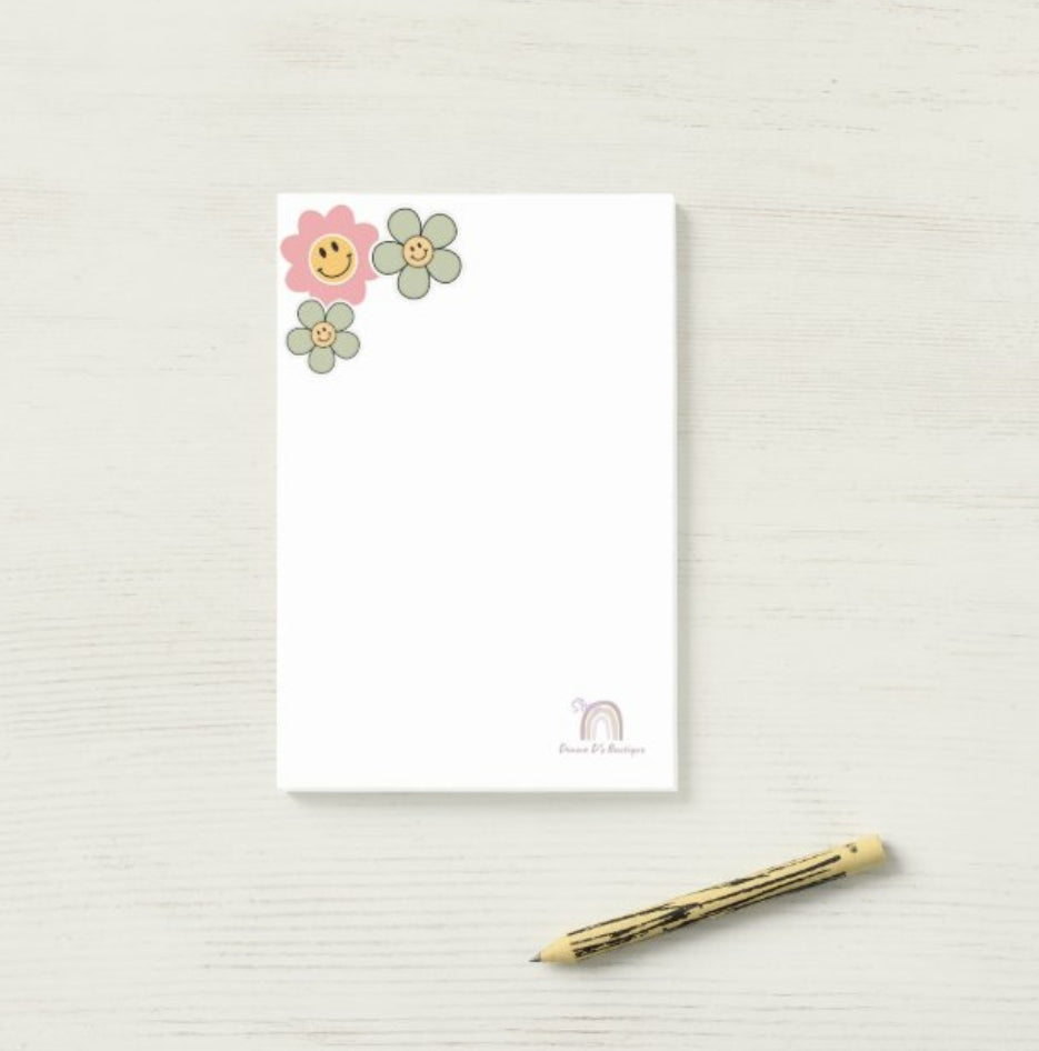 4" x 6" Floral Smiley Face Signature Sticky Post-it Notes