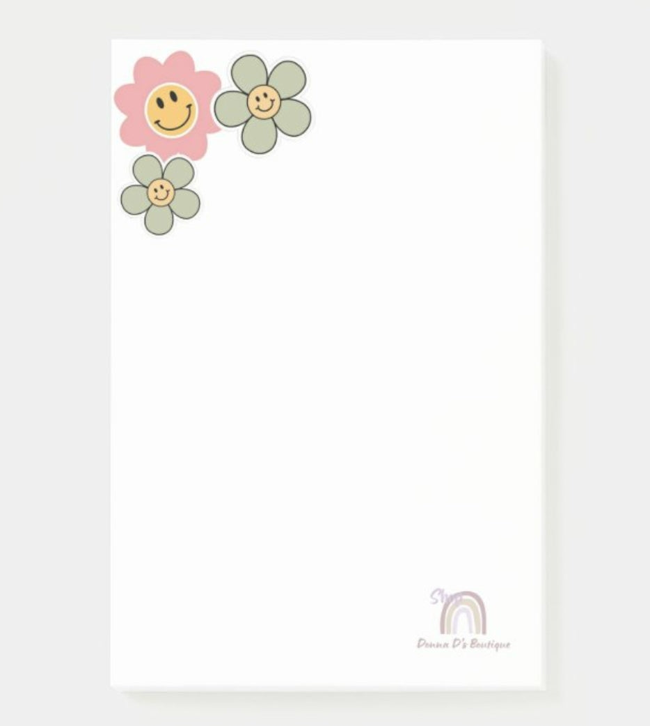 4" x 6" Floral Smiley Face Signature Sticky Post-it Notes