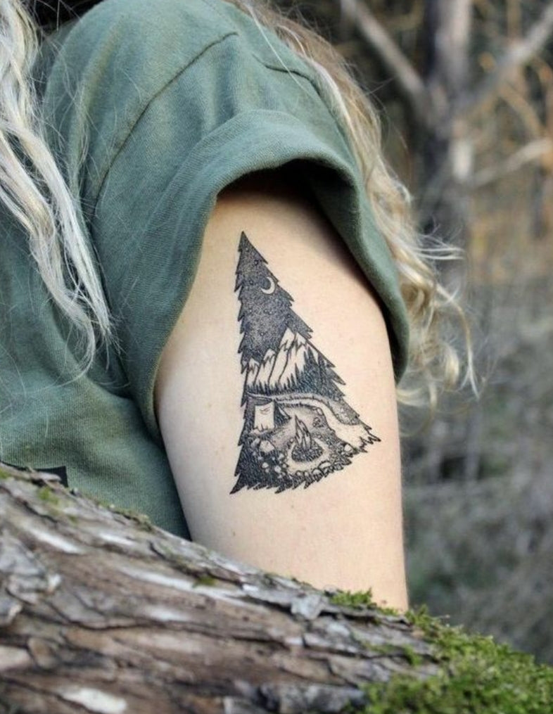 Mountain Camping Temporary Tattoo