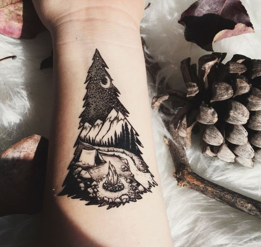 Mountain Camping Temporary Tattoo
