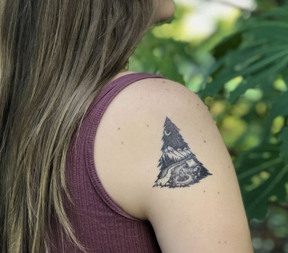 Mountain Camping Temporary Tattoo
