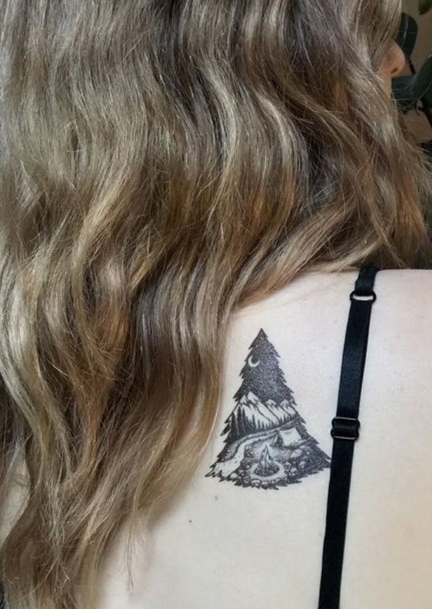 Mountain Camping Temporary Tattoo